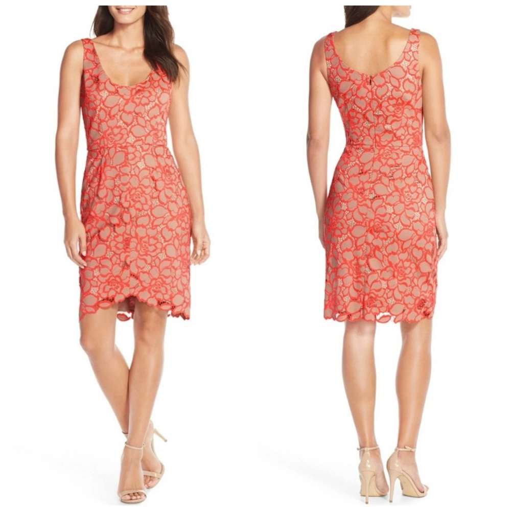 Trina Turk kruze sleeveless floral lace hi low sheath dress - 12